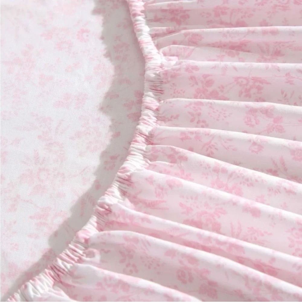 Laura Ashley Queen Sheet Set Floral Toile Pink